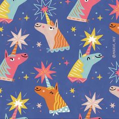 an image of colorful unicorns with stars on them