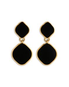 Heaven Mayhem Alma Black Velvet Drop Earrings in 18K Gold Plated Black Gold-plated Earrings For Formal Occasions, Formal Black Gold-plated Earrings, Luxury Gold-tone Evening Earrings, Black Polished Finish Fine Jewelry Earrings, Luxury Gold-tone Earrings For Evening, Evening Jewelry In 14k Gold With Black Enamel, Timeless Black Enamel Jewelry For Evening, Formal Gold-plated Black Enamel Jewelry, Gold Black Enamel Drop Earrings