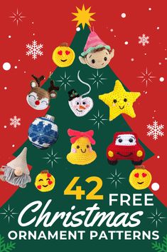 a christmas tree with the words 42 free ornament patterns