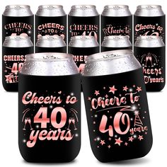 PRICES MAY VARY. 【40th Birthday Can Cooler Sleeves】: The 40th birthday can sleeves features a double-sided printed Cheers to 40 years sign and exquisite 40th birthday celebration patterns. This 40th birthday party favors can not only decorate a 40th birthday party but also be used on drinks for 40th birthday party, making it highly practical, which is an essential part of a 40th birthday party 【40th Birthday Party Favors】: Whether you are hosting a 40th birthday party in hot summer or cold winte List Of 40 Gifts For 40th Birthday, 40th Birthday Party Favors For Women Fun, 40th Birthday Gifts Alcohol, 40 Bday Gifts, Where To Go For 40th Birthday, Cheers To 80 Years, Cheers To 70 Years, Birthday Decorations For Women, Can Cooler