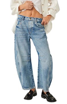 Free People We the Free Good Luck Mid Rise Barrel Leg Jeans | Nordstrom Trendy Jeans Outfits, Effortless Fall Outfits, Harem Jeans, Barrel Jeans, Glamour Vintage, Trendy Jeans, Boyfriend Jean, Outfit Inspiration Fall, Ankle Length Pants