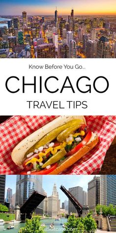 the chicago skyline with text that reads know before you go chicago travel tips