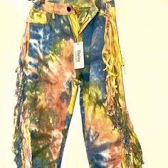 Tie Dye Multi Colored Brand New Jeans Slim Cut, Size M Size 5/6 Front Zipper Front Pockets And Back Pockets Daisy Brand, Fringe Jeans, Tie Dye Jeans, Full Body Suit, Stretchy Leggings, Compression Pants, Print Bodysuit, Pleated Pants, Cargo Jeans