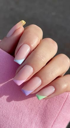 French Manicure Easter Nails, Pastel French Tip Nails, Pastel French Tip, Nails Rainbow, Spring Nail Ideas, Nails Pastel, Pastel Nails Designs, Pastel Nail, Beauty Hacks Nails