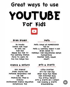 an advertisement with the words great ways to use youtube for kids