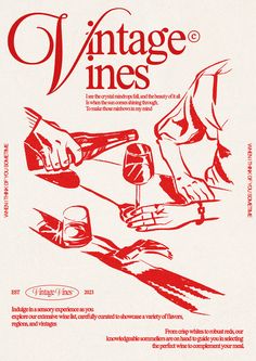 an advertisement for vintage wines with two hands holding wine glasses in each hand and the words,