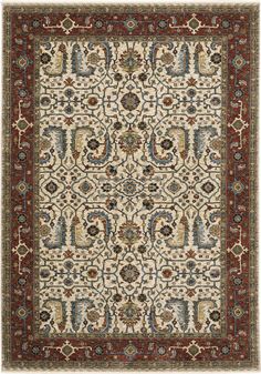 Oriental Weavers Aberdeen 144D1 Ivory/Red Area Rug Carpet Colors, Red Area Rug, Aberdeen, Ivory Rug, Hand Tufted Rugs, Beige Area Rugs, Jewel Tones, Border Design, Indoor Area Rugs