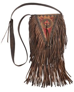 Beaded Pouch Bag, Painted Handbag, Leather Fringe Bag, Fringe Handbags, Western Purses, Unique Handbags, Southwestern Design, Tan Cowhide, Leather Paint