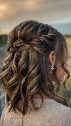 10 Gorgeous Prom Hairstyles for Long Hair Updo Wedding Hairstyles For Short Hair, Half Up For Medium Length Hair Weddings, Shoulder Length Hair Bridesmaid Styles, Short Wedding Hair Half Up, Hair Do For Wedding Guest Medium Length, Bridesmaid Hair Half Up Medium Length, Half Up Half Down Hairstyles Wedding Medium Hair, Medium Length Dark Brown Wedding Hair, Wedding Hairstyles Medium Hair Half Up