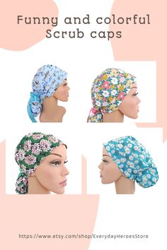 Υou will love this style of the scrub cap because it COVERS COMPLETELY your MEDIUM LONG HAIR .It is close fitting around the front and slouches a little in the back . #scrubcaps #scrubhats #surgicalcap #nurseslifstyle #bouffant #ponytail