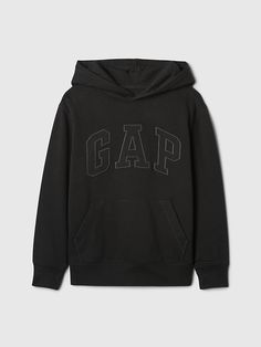 Soft, comfy fleece. Dropped shoulder, long sleeves with banded cuffs. Gap logo at front. Kanga pocket. Banded hem. Allover colorblocking. #526968 Fake Clothes, Hoodie Gap, Gap Logo, Stylish Hoodies, Boys Sweatshirts, Fall Fits, Knit Sweatshirt, Costume Outfits, Work Life