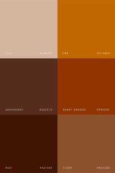 four different shades of brown and orange