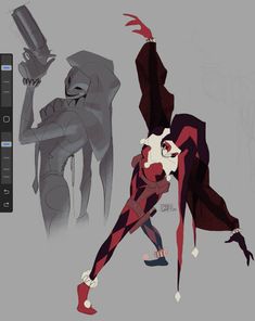 Harley Quinn Design, 영감을 주는 캐릭터, Sketchbook Art Inspiration, Dnd Characters, Art Block, Funky Art