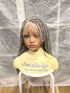 Grey Hair Braids, Brown Box Braids, Gray Wig, Grey Hair Inspiration, Hair Diy, Grey Wig, Braided Wigs, Braided Wig, Brown Box