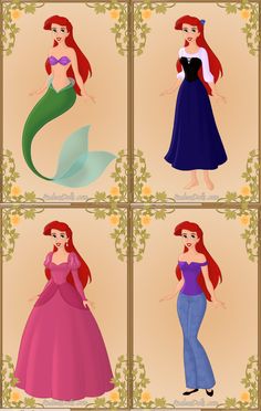 the little mermaids are all different colors