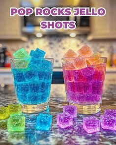 Pop Rock Jello Shots, Pop Rocks Jello Shots, Jolly Rancher Shot Glasses, Kristin's Friends, Candy Shots, Jell O Shots, Fun Drink Recipe, Friends Recipes, Alcholic Drinks