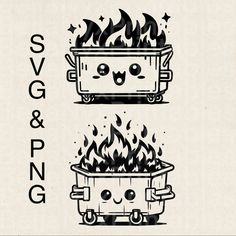 a drawing of a pot on fire with the words svg & png above it