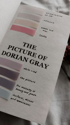 the picture of dorian gray book is open to show it's color scheme