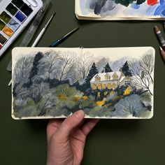 Instagram Landscape Sketching, Watercolour Journal, Gouache Color, Mixed Media Illustration, Gouache Illustrations, Artist Journal, Watercolor Journal