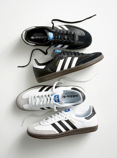 - adidas Originals at Simons- Introduced in 1950, the legendary Samba was developed for soccer training on frozen ground. Although it has evolved over the decades, its fundamentals remain the same: every step is cushioned by the foam midsole, well-gripped thanks to the gum sole, and adorned with the three signature serrated stripes. Equally at home on the court or the street, this iconic sneaker has become a stone-cold classic.- Full grain leather upper with suede overlays- T-toe reinforcement for better support and abrasion resistance- Comfortable textile lining- Leather-lined, lightly padded collar- Removable moulded foam footbed- Embossed EVA midsole- Non-marking gum rubber outsole for excellent grip- Model number: B7580 Men Adidas, Sneaker Shop, Adidas Samba Og, Baskets Adidas, Best Shoes For Men, Style Sportif, Sneakers Adidas, Adidas Samba Sneakers