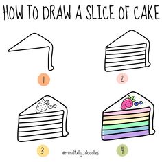 how to draw a slice of cake for kids with step by step instructions and pictures