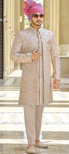 Details : Color - Beige  Any Color you may ask(only one colour)  Fabric Imported Fabric  Work Details ;plain Bottom Details Beige-- Pajama Package Include : Top , Bottom, kurta All others accessories are for photography purpose only . Just the Top and bottom available . Color variation may be there slightly , due to computer resolution and camera . Groom Kurta Designs, Men’s Sherwani For Wedding Function, Garba Night Outfit For Men, Wedding Indo Western Dresses For Men, Beige Sherwani Groom, Indo Western Dress For Men Grooms, Engagement Dress Men, Golden Sherwani Grooms, Indo Western Outfits Men