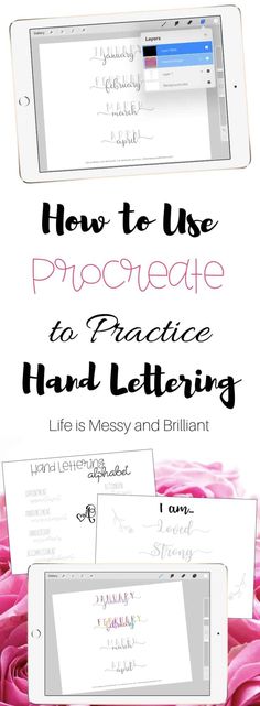 an ipad with the text how to use procreite to practice hand lettering