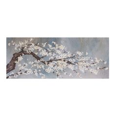 a painting of white flowers on a gray background