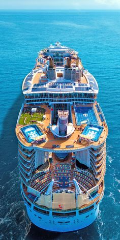 the top deck of a cruise ship in the ocean