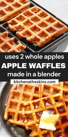 homemade waffles made with oats and apples