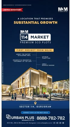 an advertisement for the urban development project, with information about its location and features on it