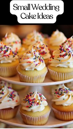 wedding-themed cupcakes with frosting and sprinkles Dessert Centerpiece, Black And Gold Cake, Two Tier Cake