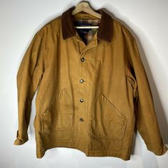 Land's End Chore Jacket Size: XL - see measurementsDark khaki colorCorduroy collar/cuffsMultiple pocketsPre-owned in used condition - see images Measurements: Armpit to armpit: 28"Shoulder to cuff: 24.5"Back collar to bottom hem: 33.5" 100% seller rating - bid with confidenceQuick shipment upon paymentMessage with questions Brown Cotton Utility Sport Coat, Fall Cotton Sport Coat With Corduroy Collar, Cotton Sport Coat With Corduroy Collar For Fall, Brown Long-sleeved Cotton Sport Coat, Brown Cotton Long Sleeve Sport Coat, Brown Cotton Sport Coat, Fall Corduroy Sport Coat With Long Sleeves, Fall Long Sleeve Corduroy Sport Coat, Casual Long Sleeve Corduroy Sport Coat