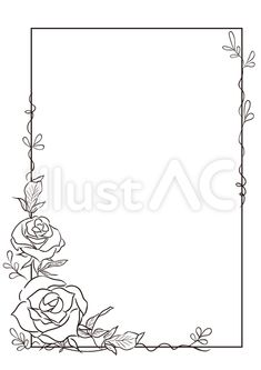 a black and white floral frame with roses on the edges - csp8796