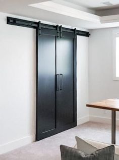 Walston Door Company Painted Door Painted Modern One Panel Door Modern Barn Doors In The House, One Panel Door, Barn Door Black, Black Sliding Door, Modern Barn Doors, Door Picture, Modern Barn Door, Panel Door, Pocket Door