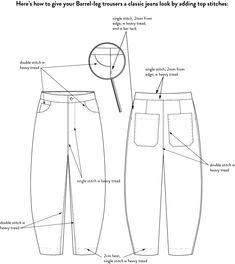 the front and back view of a women's pants with measurements for each side