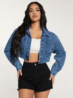 Jeans Coat Outfit Jackets, Cropped Jean Jacket Outfit, Jeans Jackets For Women, Cropped Denim Jacket Outfit, Jean Jacket Outfit, Jean Jacket Cropped, Simple Jacket