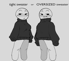 two cartoon characters with their faces drawn to look like they are wearing sweaters