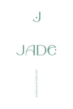 the words jade are written in green on a white background