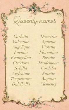 Aesthetic baby name list Street Names Aesthetic, Unique Women Names, Beautiful Unique Names, Princess Last Names, Royalty Name Ideas, Feminine Last Names, Queenly Names, Princess Names Ideas, Rare Unique Names