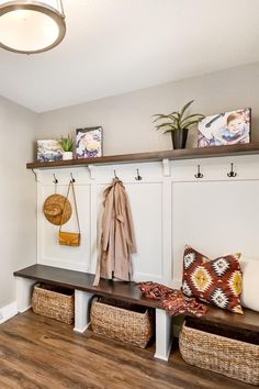 the entryway is clean and ready for guests to use it as a storage space