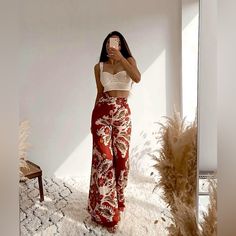 Size S These Are Long Leg Is Wide High Waisted New With Tag Red Wide Leg Pants, Checkered Trousers, Brown Flares, Flowy Wide Leg Pants, Zara Trousers, Linen Drawstring Pants, Slacks For Women, Wide Leg Crop Pants, Striped Wide Leg Pants