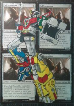 the card shows two different types of robot suits