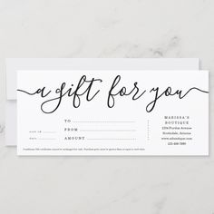 a gift for you card with black ink