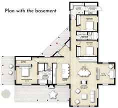 the floor plan for a three bedroom apartment with two bathrooms and an attached kitchen area