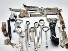 Vintage Lot Church Key Can Openers Measuring Spoons DOODADS Thingamajigs AS IS Can Openers, Measuring Spoons, Kitchen Tools And Gadgets, See Pictures, Spoons, Collectibles, Key, Canning