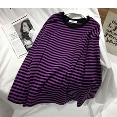 sweatshirt sweater clothing christmas gift sweatshirt Streetwear Plus Size, Striped Sweaters, Top Korean, Harajuku Outfits, Korean Streetwear, Oversize Women, Long Sleeve Pullover Sweater, Striped Long Sleeve Shirt