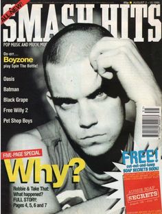 the cover of smash hits magazine with an image of a man holding his hand to his head