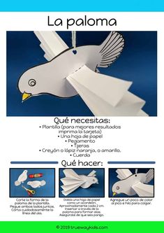 an advertisement for the artisanato de pombaa, with white paper birds