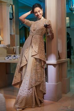 Shop for these amazing collections of Beige Silk Organza; Sharara: Crepe Round Jacket And Set For Women by Sahil Kochhar online at Aza Fashions. Organza Sharara, Sahil Kochhar, Organza Jacket, Beige Silk, Boutique Dress Designs, Stylish Party Dresses